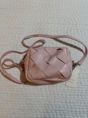 A New Day Blush Pink Woven Crossbody Bag